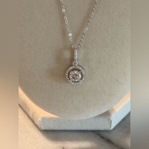 Moissanite Brilliant Round 6.5mm 1.0ct Weight 925 Sterling Silver Necklace GRA